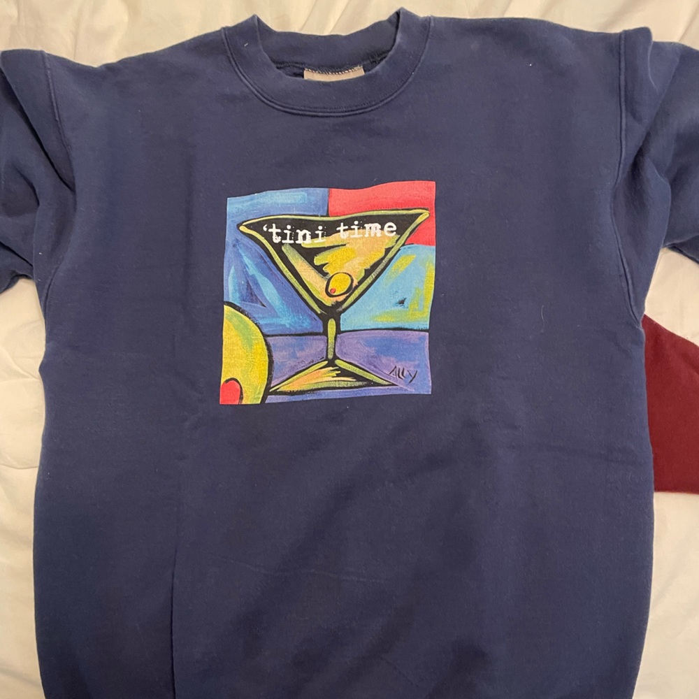 Fun sweatshirt!  Worn once!  Navy blue